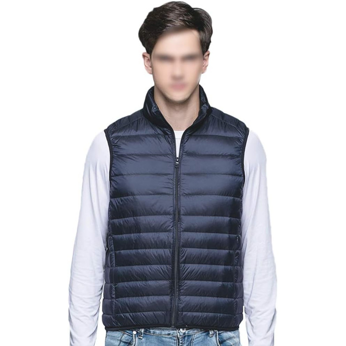 Чоловіча жилетка GUOCU з мікро-пуху, ультралегка, без рукавів, тепла зимова жилетка, темно-синій