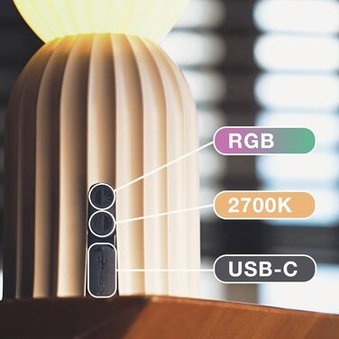 Світлодіодна настільна лампа бездротова акумуляторна, RGB з USB-C, димується, IP54, бежева для вітальні, балкона, саду
