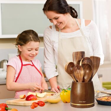 Набір дерев'яних лопаток для приготування їжі Spardar (7 шт.) - лопатки, шумовки, сита, ложки для салату