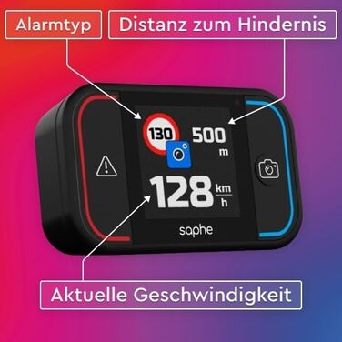 Радар-детектор Saphe Drive Pro для авто з кольоровим дисплеєм, сумісний з CarPlay та Android Auto, сповіщення про радари і небезпеки, дані Blitzer.de, підписка на 12 місяців
