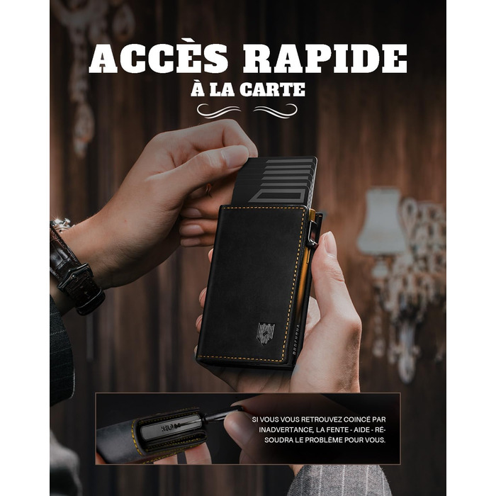 Портмоне чоловіче DODENSHA MagSnap Slim з відділенням для монет, RFID захистом, на 10+ карт, чорно-червоне (чорно-жовте)