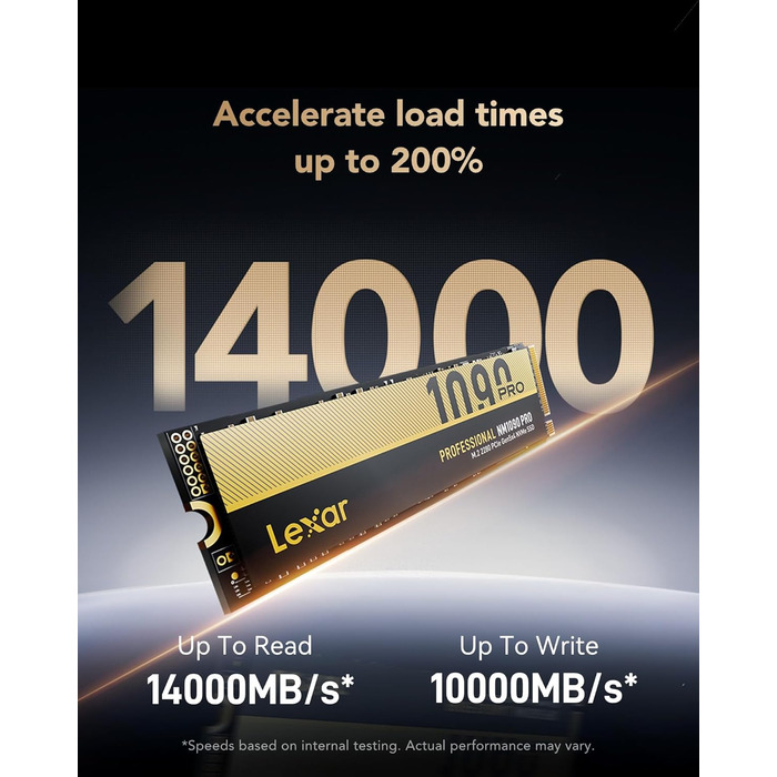 Lexar NM1090 PRO 1TB - SSD PCIe 5.0 Gen5 NVMe: до 14000 МБ/с, для AI, ігор та створення контенту (Laptop/PC)