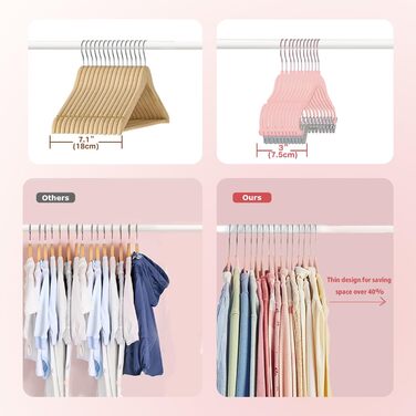 24 шт. велюрові дитячі вішалки для одягу з кліпсами, рожеві - стандартний гачок