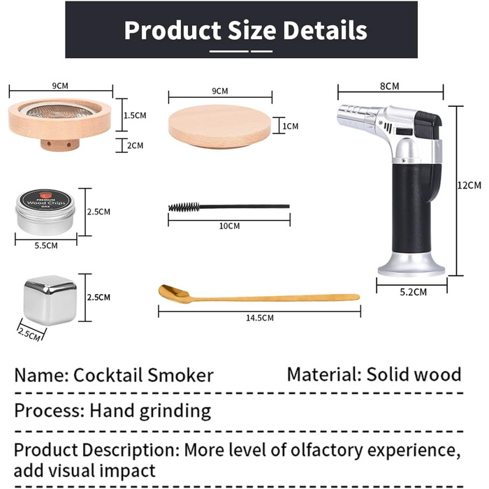 RoseFlower Cocktail Smoker Set, Nostalgie Smoker Set for Whiskey, Drinks, Bourbon, Steak, Fish and Cheese – Infused Smoke for Drinks and Food – House/Garden/Grill - Father's Day Gift (#1)