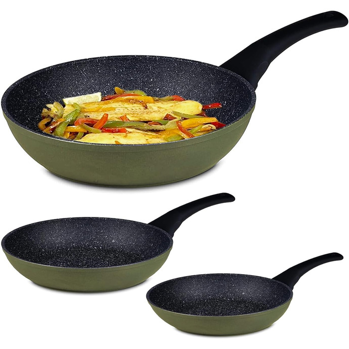 Набір антипригарних сковорідок Avilia (4 шт., 16-28 см) з покриттям AM Salus Hard System, ізольовані ручки, Made in Italy
