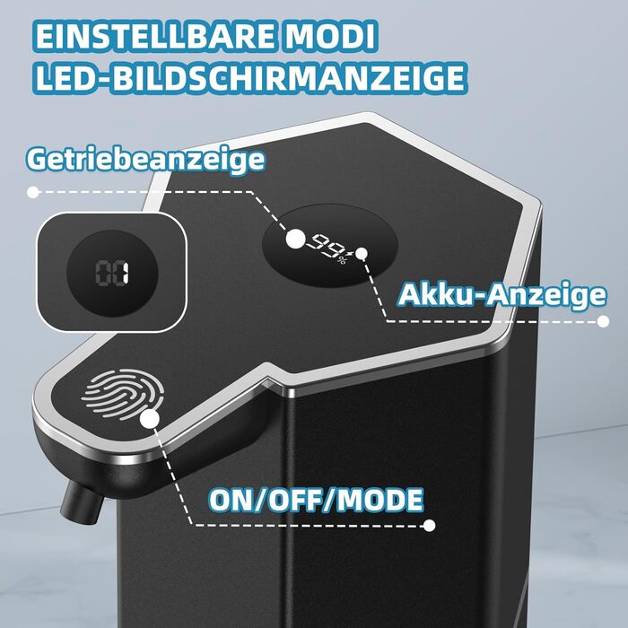 Автоматичний диспенсер для мила 350 мл з сенсором, USB-зарядка, 4 швидкості, водонепроникний IPX5 для кухні, ванної кімнати, офісу