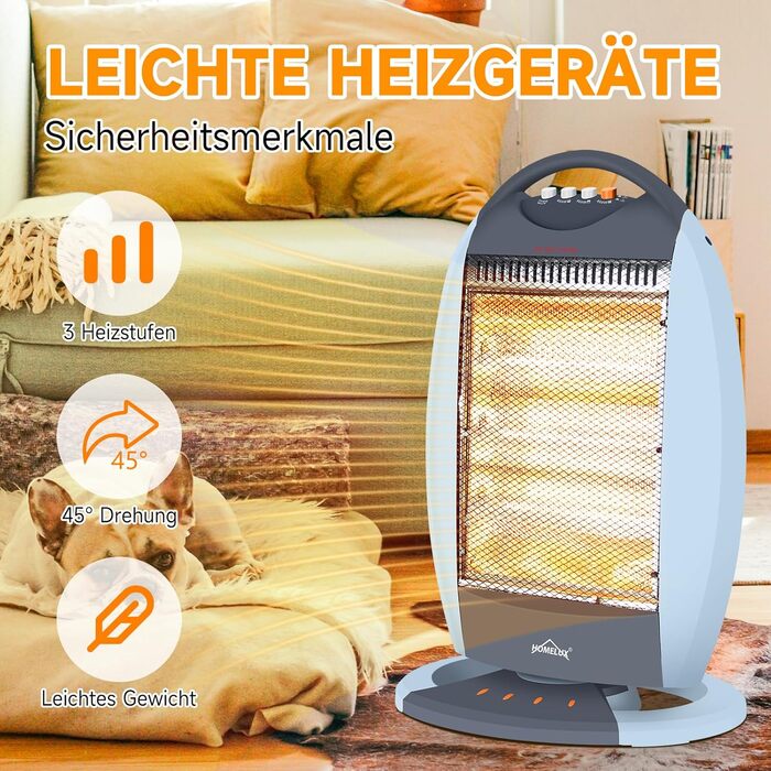 Обігрівач Halogen Homelux з 3 режимами нагріву, 1200W, без шуму, захист від перегріву
