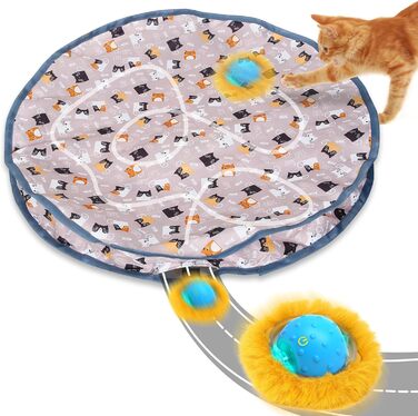 PUHOHUN Cat Toy Ball for Adult Cats Indoor | Interactive Automatic Cat Toy Ball | Fast Rolling - Motion-Activated Chirping | Mouse-Hunting Game (Brown)