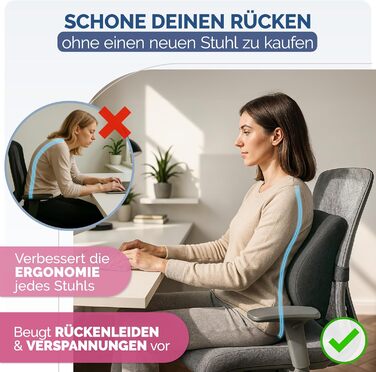 Ортопедична подушка для спини Blumtal з Memory Foam: підтримка попереку, сертифікат OEKO-TEX, знімний чохол