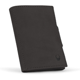 Гаманець DONBOLSO NextGen Slim з RFID, натуральна шкіра, для 11 карт, з монетницею, для чоловіків і жінок, мінімалістичний, вінтажний чорний