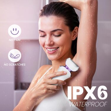 Електричний жіночий триммер для тіла: безболісне гоління ніг, бікіні та під пахв, бездротовий, USB, мокрий/сухий, білий/фіолетовий