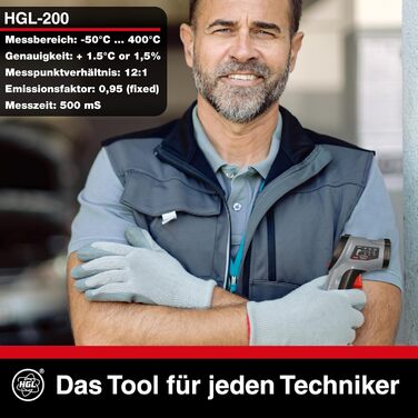 Інфрачервоний термометр HGL-205 з лазером: вимірювання температури від -50°C до 600°C