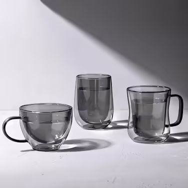 Glastal Unique Black Glasses, 350ml Double-Walled Coffee Glasses, Latte Macchiato Glasses 2-Pack, Double-Walled Coffee Glass, Tea Glasses for Cappuccino, Milk, Gift for Men and Women