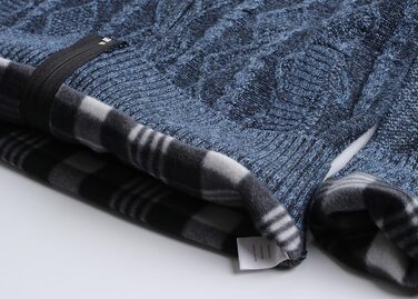 Чоловіча в'язана кофта-кардиган з коміром-стійкою та скрученим візерунком. Тепла флісова куртка з блискавкою для чоловіків (XL, сірий & блакитний)