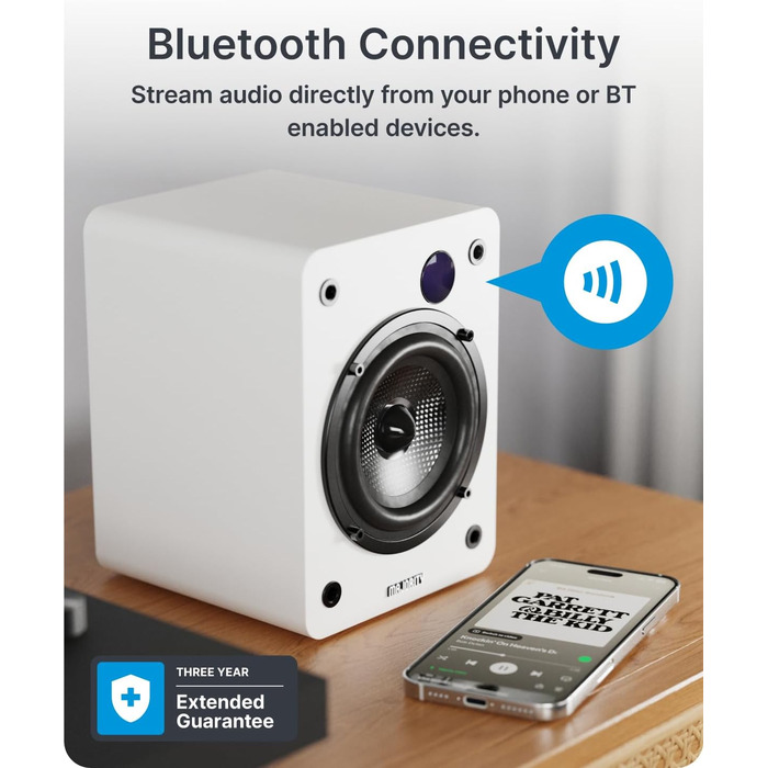 Активні колонки Majority D50X | 60W, Bluetooth 5.3, HDMI ARC, AUX | Hi-Fi стереоколонки для ПК та студії (білі)