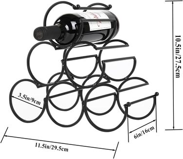 JHY DESIGN Iron Table Wine Rack, Wine Bottle Rack, Freestanding Wine Rack, Wine Bottle Holder, Portable Wine Cabinet for Home Counter, Bar, Kitchen (6 Bottle Design, Dia 9cm)