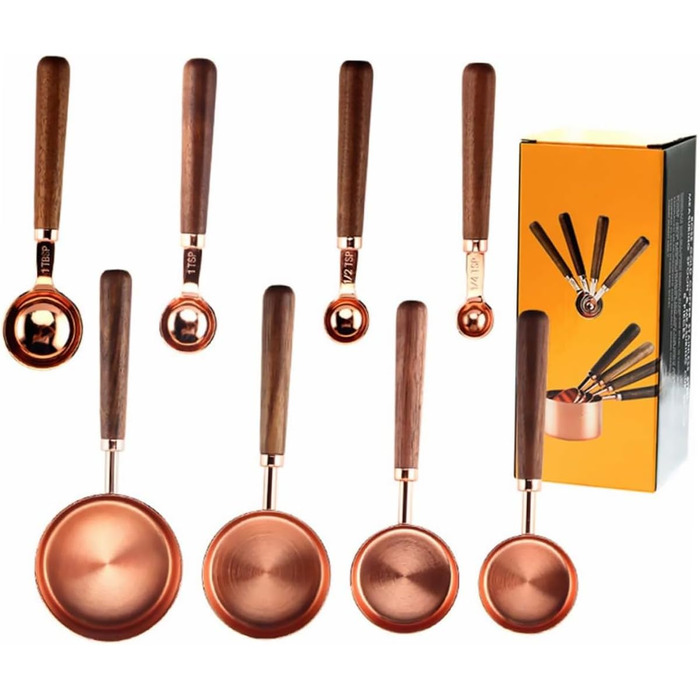 8-Piece Rose Gold Multifunctional Measuring Cup and Spoon Set with Handles - For Baking and Cooking