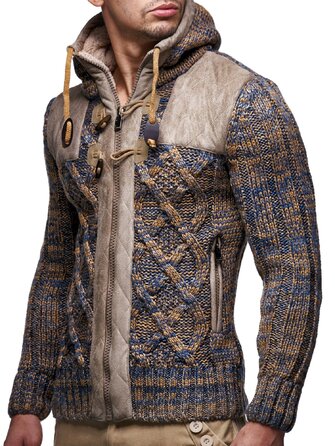 Світшот Leif Nelson для чоловіків з капюшоном та блискавкою - чоловічий кардиган з в'язаного полотна для зими (4XL, Коричневий)