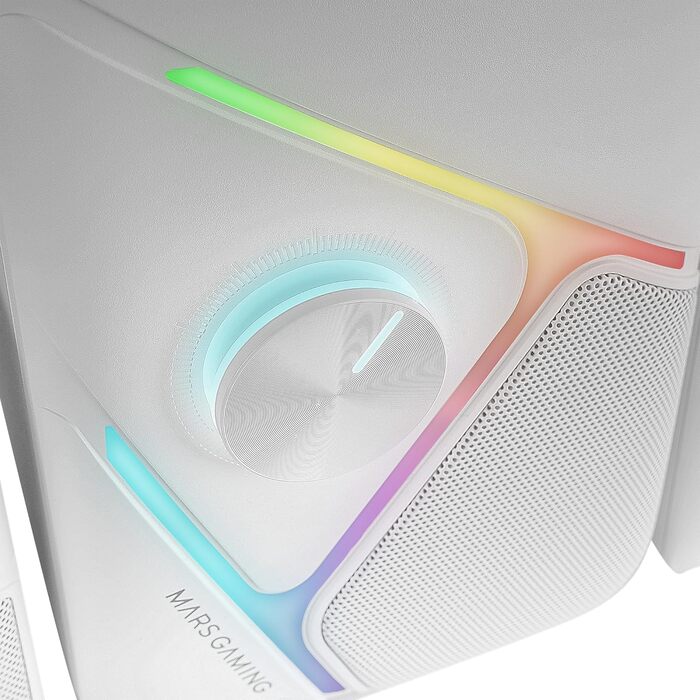 Mars Gaming MS-H21 RGB 2.1 Gaming-Lautsprecher: 35W сабвуфер, 3D звук, USB, 3.5mm, Білий