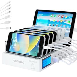 Зарядний пристрій Schnellladestation PD20W QC3.0 7-в-1 з LCD дисплеєм, USB-хаб для iPhone, iPad, Samsung, Huawei (Чорний)