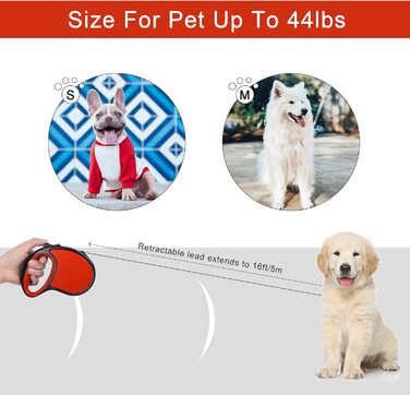 Висувна собача шлейка, 5 м, для собак маленьких та середніх порід до 25 кг, антизаплутування, міцний нейлоновий трос (рожево-білі крапки) (червоний)