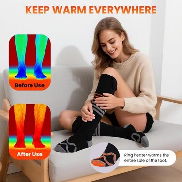 Електричні гріючі шкарпетки SOPPY, унісекс, 6000mAh, для катання на лижах, піших прогулянок, активного відпочинку, чорні