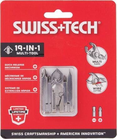Swiss+Tech ST53100 Polished SS 19-in-1 Micro Pocket Multitool for Camping, Outdoor, Hardware
