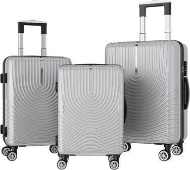 Набір валіз 3 шт. з жорсткою оболонкою, сірий колір. Легкий, міцний, з обертовими колесами на 360° та TSA замком. Підходить як ручна поклажа.