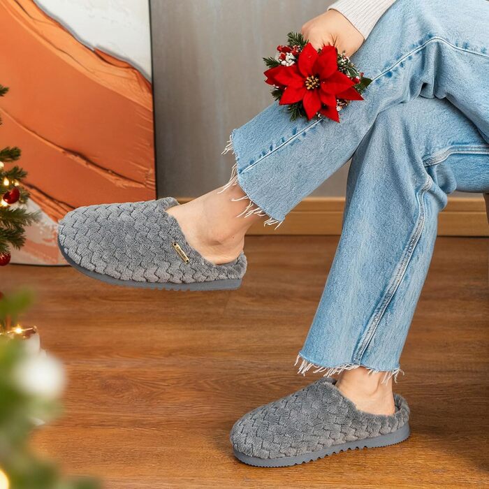 Жіночі халапи LongBay з піною Memory Foam та плюшем, антиковзкі, 38/39 EU, сірі