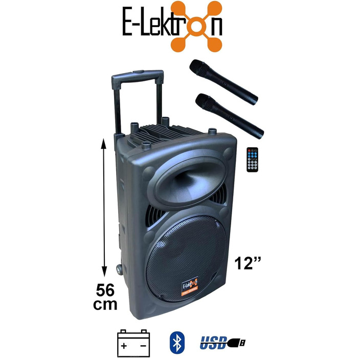 E-Lektron EL30-M MK-III: Портативна акустична система 700W з Bluetooth, MP3, USB, SD, 2 мікрофона та пультом - Soundsystem