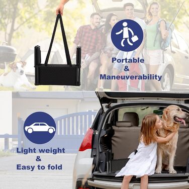 Рампа для собак у автомобіль, складана, 4 сходинки, до 80 кг, для SUV, авто, вантажівка, з принтом лапи, 101х75х47 см