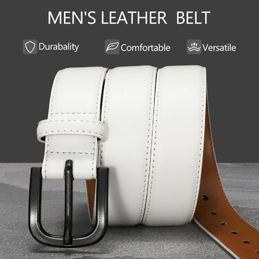 Чоловічий шкіряний ремінь VONMELLI без металу, TSA-сертифікований, для джинсів, гіпоалергенна застібка, розмір 48-52