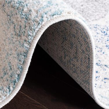 Килим SAFAVIEH Distressed для вітальні, їдальні, спальні - колекція Madison, короткий ворс, 155 x 229 см (слонова кістка та блакитний, прямокутний)