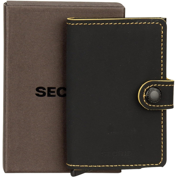 Secrid Miniwallet Matte: Стильний гаманець для жінок та чоловіків, чорно-охровий (10.2 x 6.5 x 2.1 см)