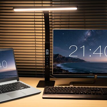 LED лампа настільна диммируемая 12W для офісу, дому та навчання, захист очей, світло дня, гнушийна шийка, 5 кольорів, плавне регулювання яскравості