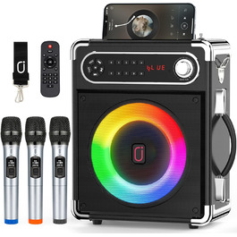 Караоке система JYX S55 з 3 мікрофонами, Bluetooth, портативна, для вечірок та зібрань