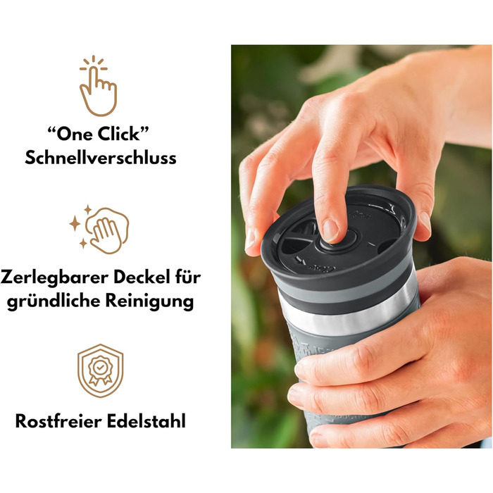 Термокружка Milu 370 мл, 450 мл: сталева, подвійні стінки, для кави з собою, не протікає, автокружка, термокружка, travel mug (сірий)