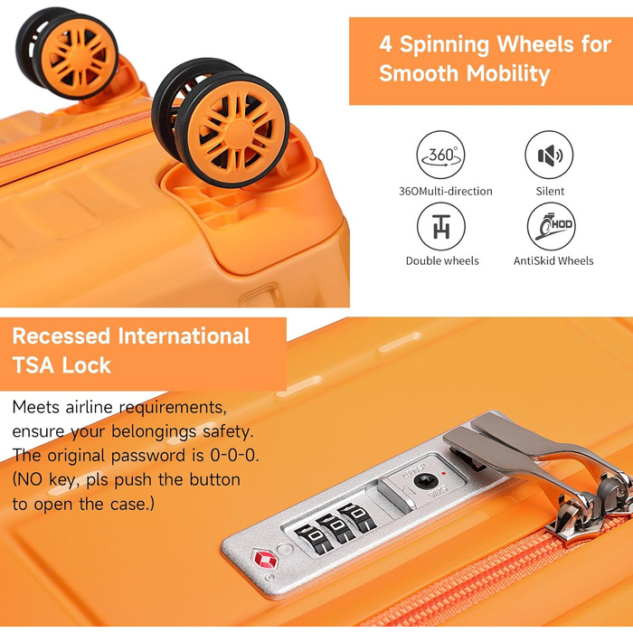 Набір валіз Sea Choice: 3 валізи (55/65/75 см) + косметичка, білий, з TSA-замком