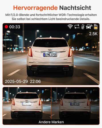 Відеореєстратор Bestsee 2.5K для авто (передній, задній, салон), 64GB SD-карта, нічна зйомка, паркування, G-сенсор, IPS 2.35