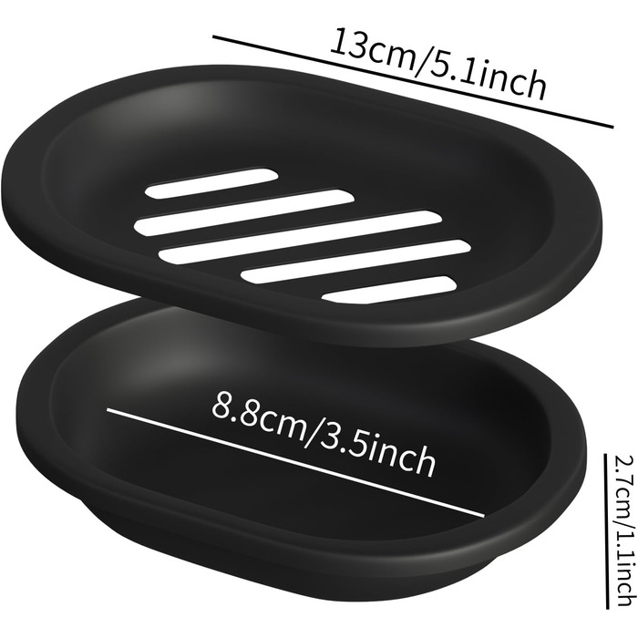 Набір з 2 мисок для мила AstraLoom, двошарові, пластикові, самозливні та з антипригарним покриттям - для ванної/кухні/губки (Чорний)