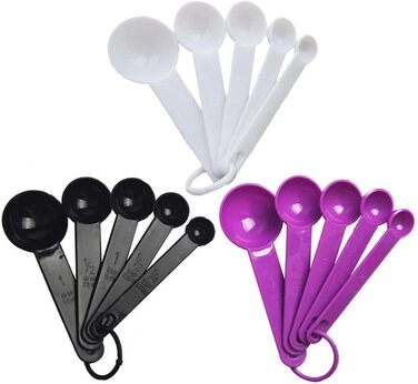 5-Piece Measuring Spoon Set with Teaspoons, Measuring Cups for Coffee and Sugar, including a Scale, Baking and Cooking Tools for the Kitchen (Color: 5-Piece Black) (5-Piece Black)