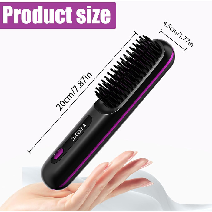 Портативний випрямляч для волосся Go Brush Pro з іонізацією, USB, 3 режими, LED-дисплей, MCH кераміка, чорний