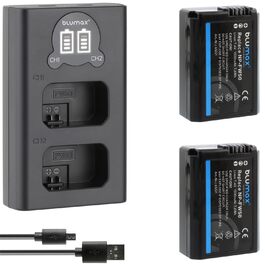 Акумулятор Blumax сумісний з Sony NP-FW50 1030mAh + Зарядний пристрій Slim Dual для Sony Alpha 7/7II/7R/7S II/6300/6500/NEX-7/NEX-F3/DSC RX10 IV/ZV-E10