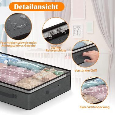 Коробка для зберігання під ліжко Flow Fire, 90L, 4 шт., з кришкою, складна, для постільної білизни та одягу