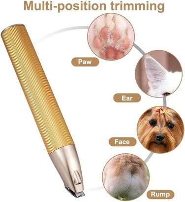 Електрична машинка для стрижки тварин з LED-підсвіткою, бездротова, USB, для собак, котів, догляду за лапами, обличчям, тілом, чорна