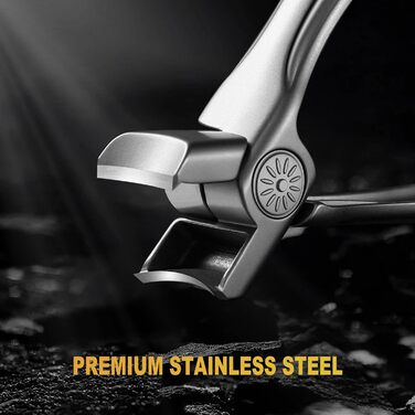 Кусачки для нігтів з лотком для обрізків, великі 8.6 см, для товстих нігтів, нержавіюча сталь, з пилкою для нігтів (чорні/срібні)