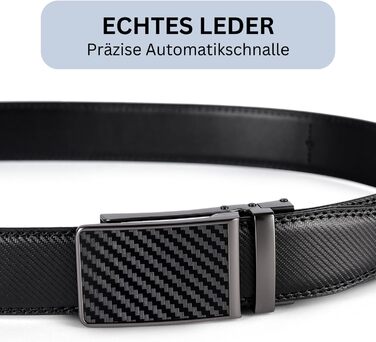 Чоловічий шкіряний ремінь Frentree з автоматичною пряжкою, 35 мм, без отворів, регульований (125 см, обхват талії 91-106 см)