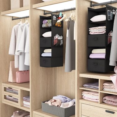 Органайзер для шафи MAX Houser з 5 полицями, підвісний, для економії місця, з 4 кишенями збоку, складний, бежевий