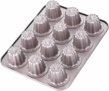 CHEFMADE Canelé Baking Mold, 12-Cavity Non-Stick Canelé Muffin/Cupcake Pan for Oven Baking (Champagne Gold)