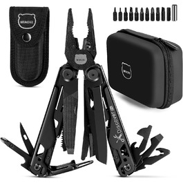 MIAOKE Multitool 23 in 1 with Premium Gift Box, Screwdrivers, Saw, Screwdrivers, Bottle Opener, Pliers, Camping Knife, Cool Gadgets for Men, Best Gift for Boyfriend, Son, Dad, Him, Husband (Schwarz)